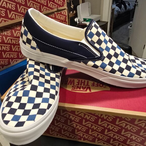 VANS CLASSIC CHECKERBOARD SLIP-ON Blue (VN000D5PBX9) Skateboarding Mens 13 NEW - Picture 3 of 10